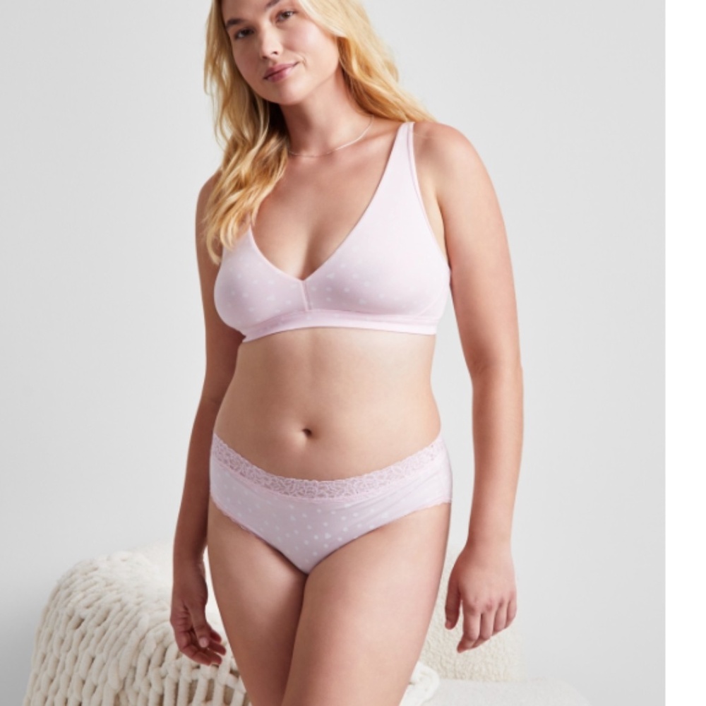 State of Day Women's Cotton Blend Bralette, Created for Macy's - Dot Heart Pink